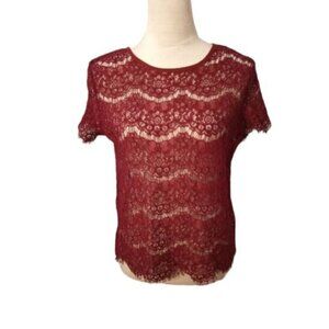 Sweet Claire Delicate Burgundy Short Sleeve Size M
